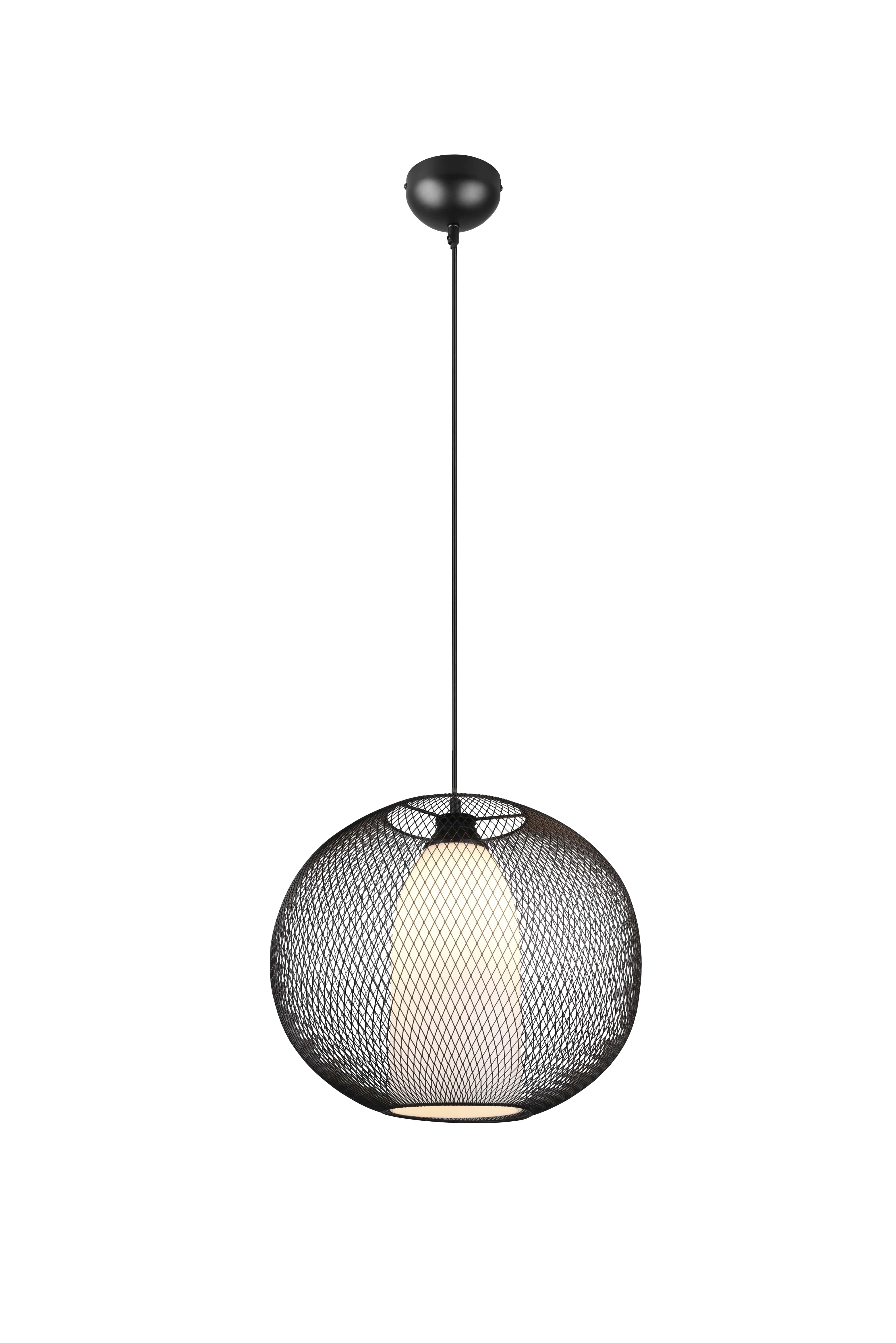 Lampada a sospensione filo metallo, vetro bianco, D 40 cm, Filo