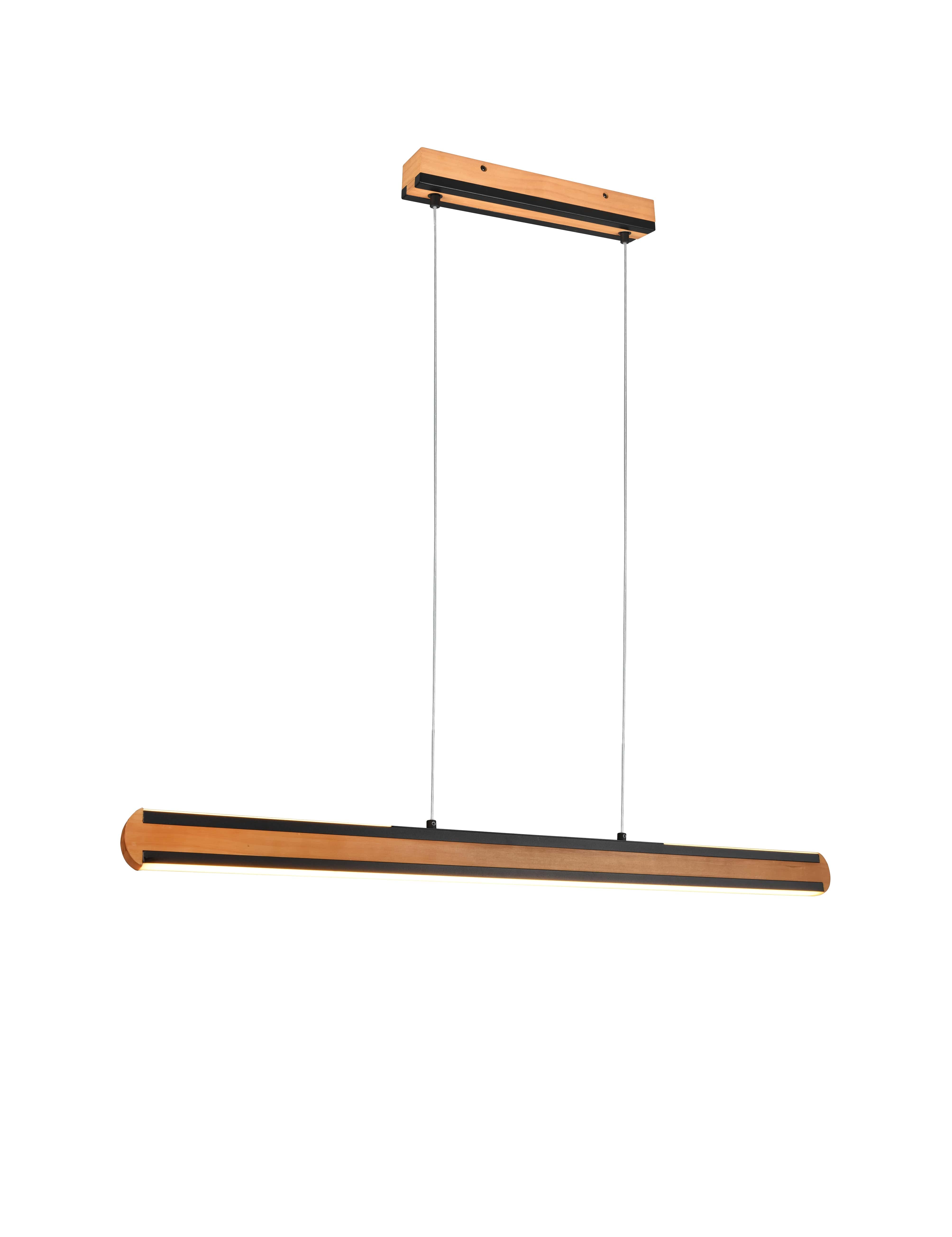 Lampada a sospensione bi-emssione, metallo e legno, nero, L 110 cm, Deacon