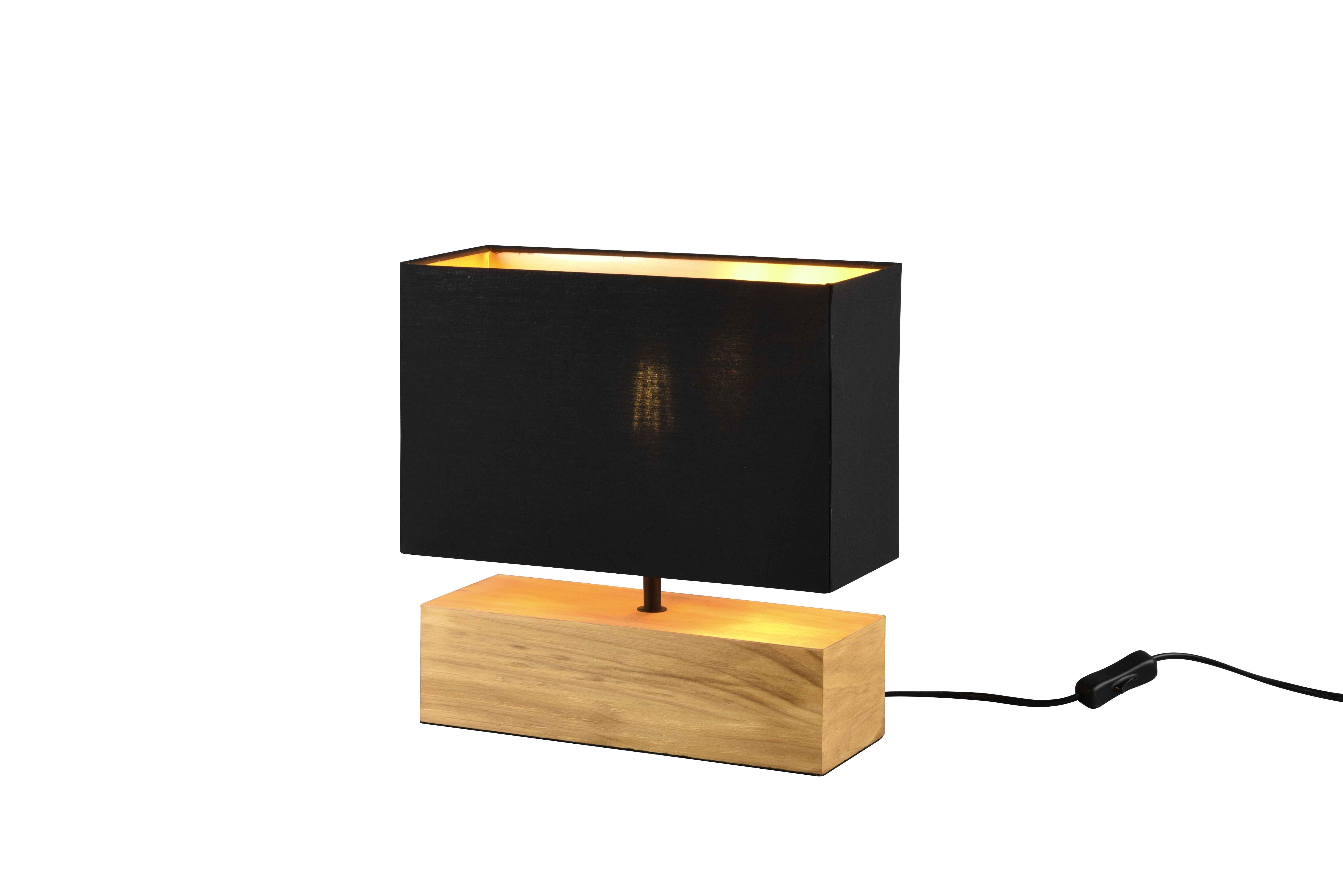 Lampada da tavolo, base legno naturale, nero, H 30 cm, Woody